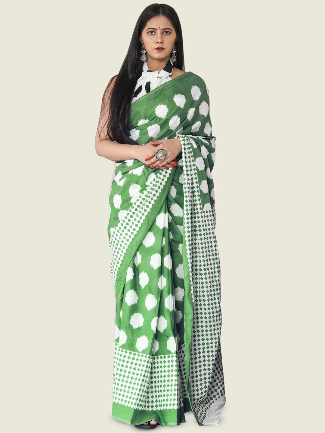 

BUTA BUTI Pure Cotton Saree, Green