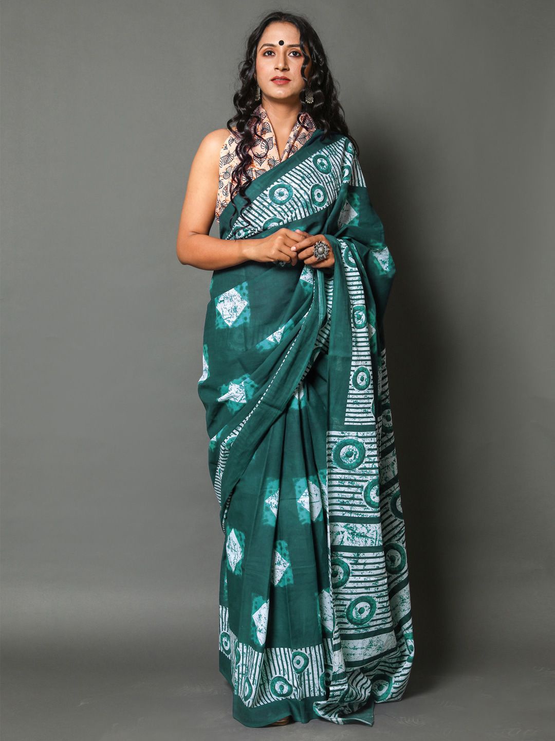 

BUTA BUTI Pure Cotton Saree, Green