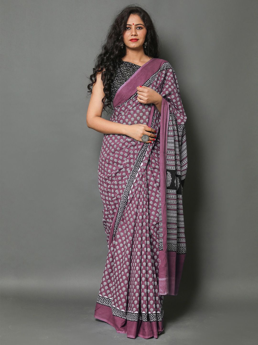 

BUTA BUTI Floral Pure Cotton Saree, Pink