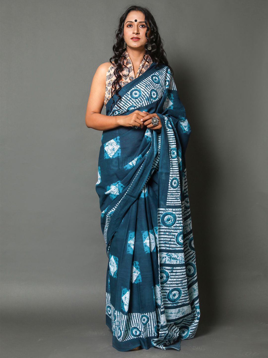 

BUTA BUTI Pure Cotton Saree, Blue
