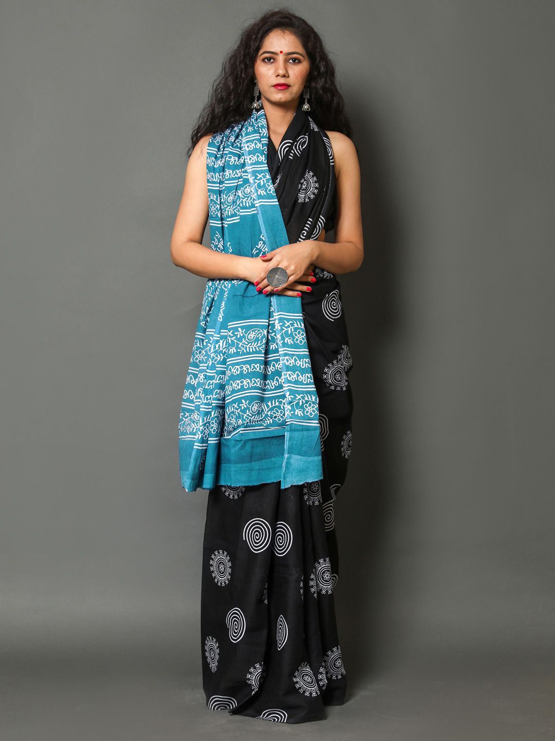 

BUTA BUTI Pure Cotton Saree, Black