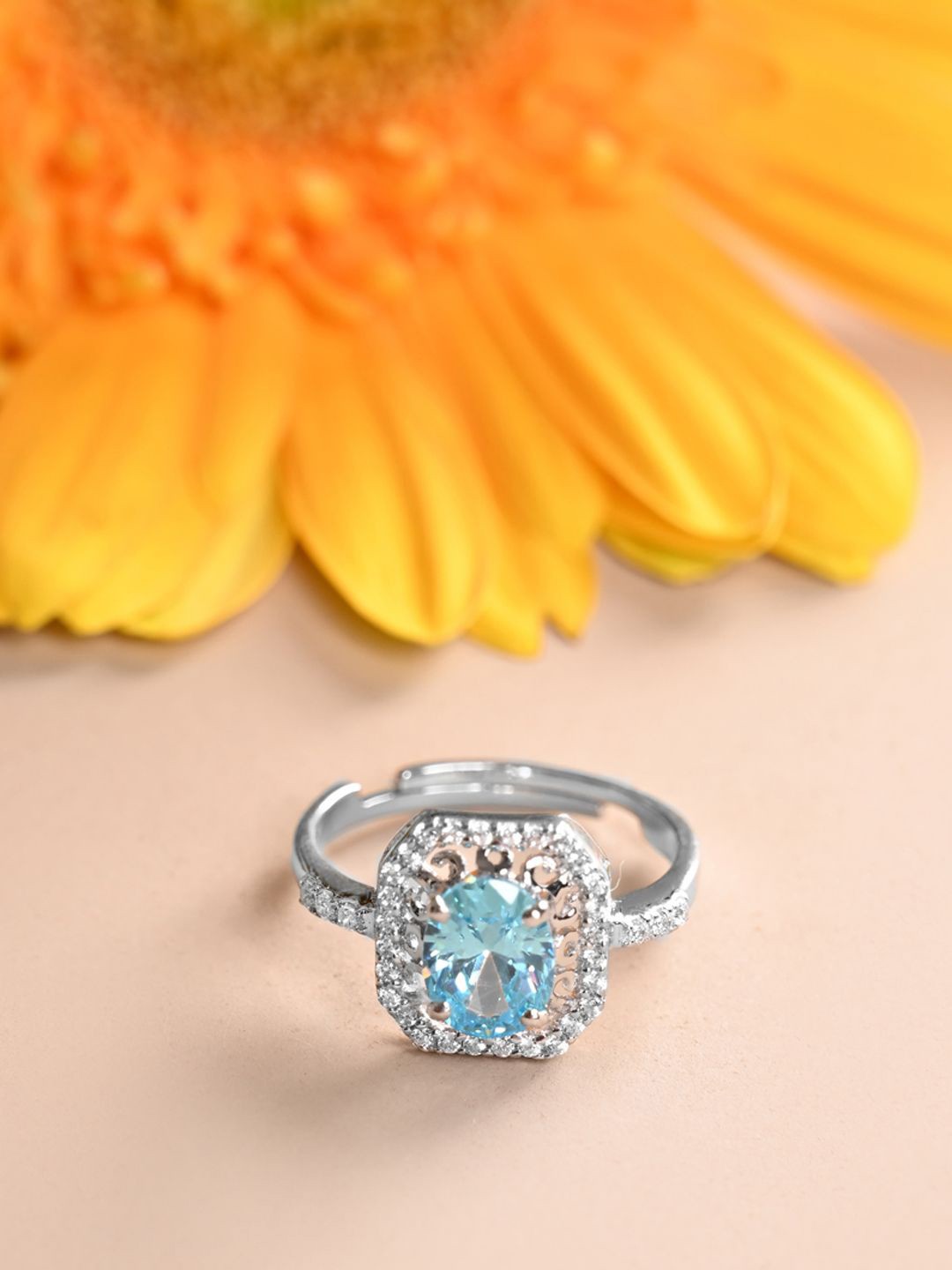 

Clara 925 Sterling Silver & Cubic Zirconia Studded Finger Ring
