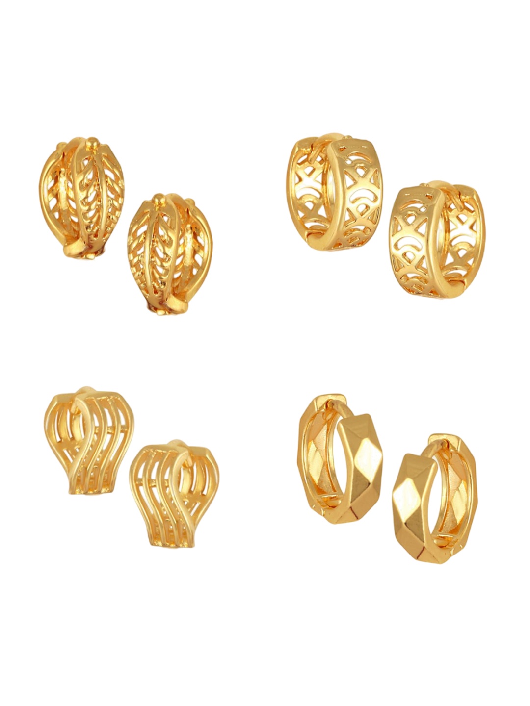 

Vighnaharta Set of 4 Gold-Plated Hoop Earrings