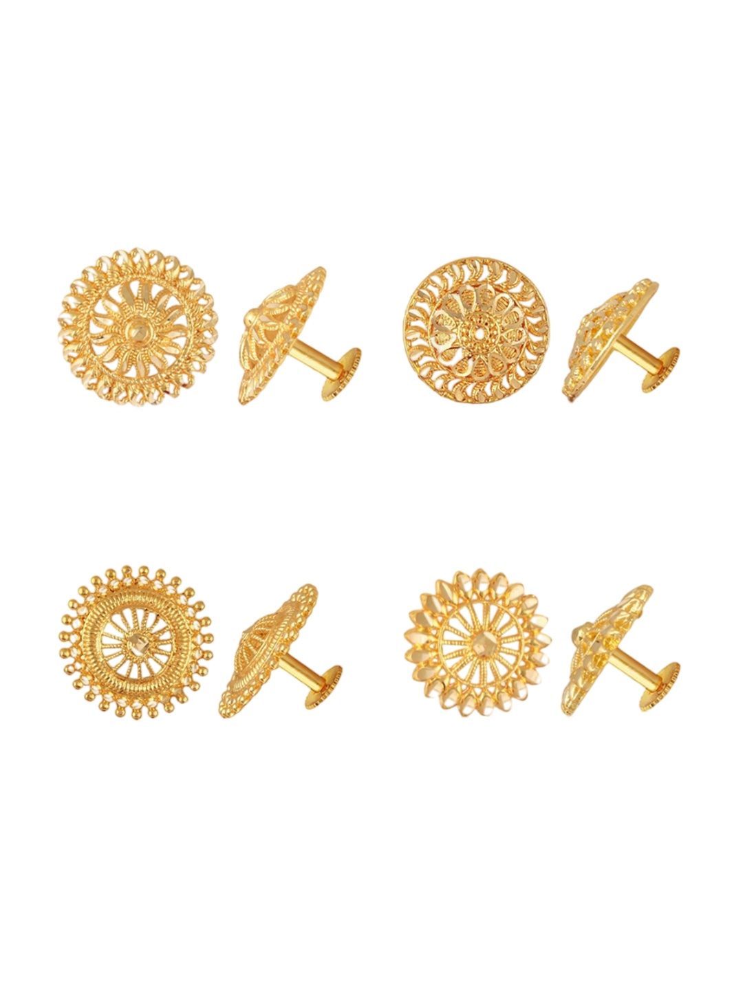 

Vighnaharta Set Of 4 Gold-Plated Contemporary Studs Earrings