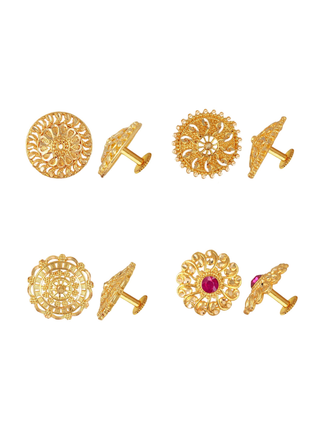 

Vighnaharta Set Of 4 Gold Plated Cubic Zirconia Studs Earrings