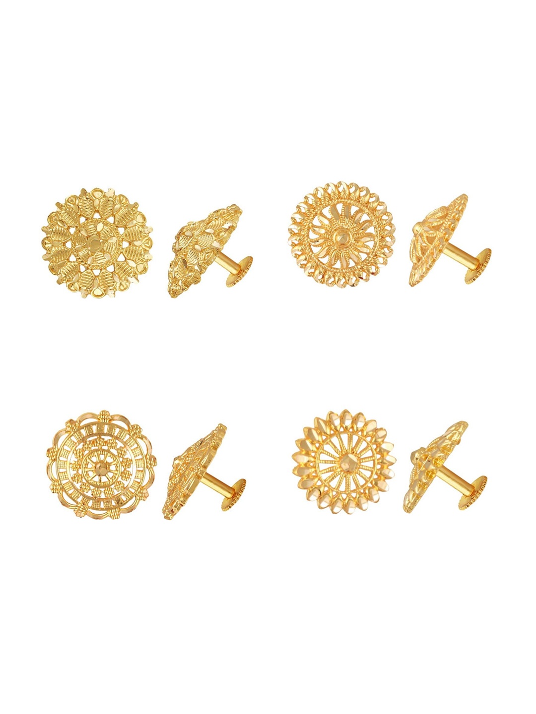 

Vighnaharta Set Of 4 Gold Plated Studs Earrings