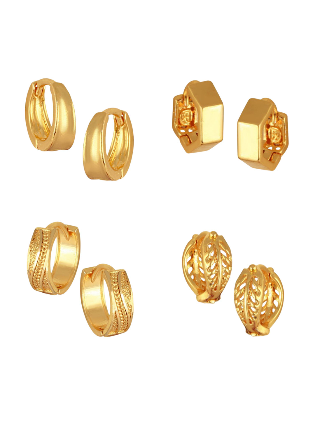 

Vighnaharta Set Of 4 Gold Plated Hoop Earrings