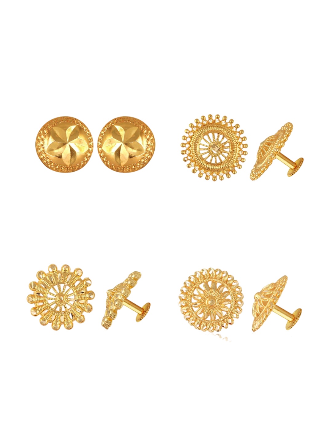 

Vighnaharta Set Of 4 Gold Plated Studs Earrings