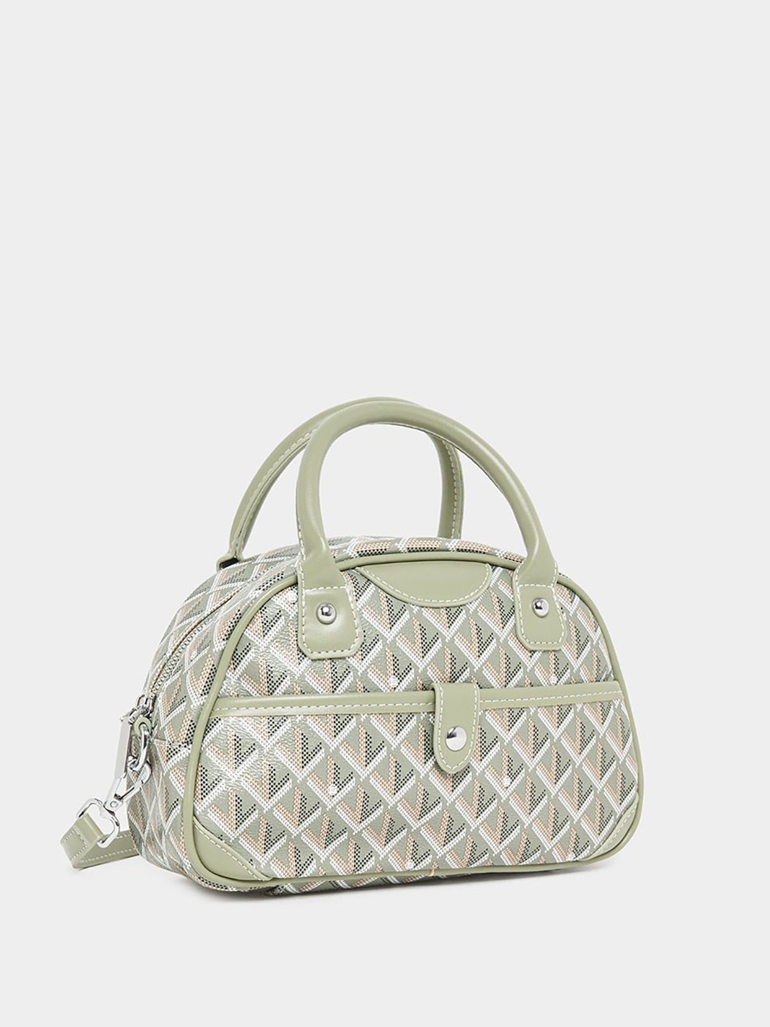 

Styli Women Green Diamond Pattern Handbag