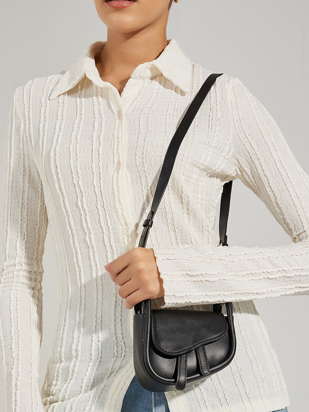 

Styli Women Black Asymmetrical Shoulder Bag