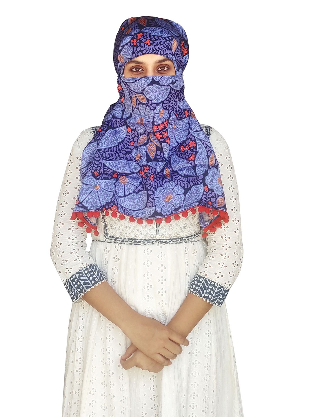 

SWITCHON Women Printed Cotton Scarf, Blue