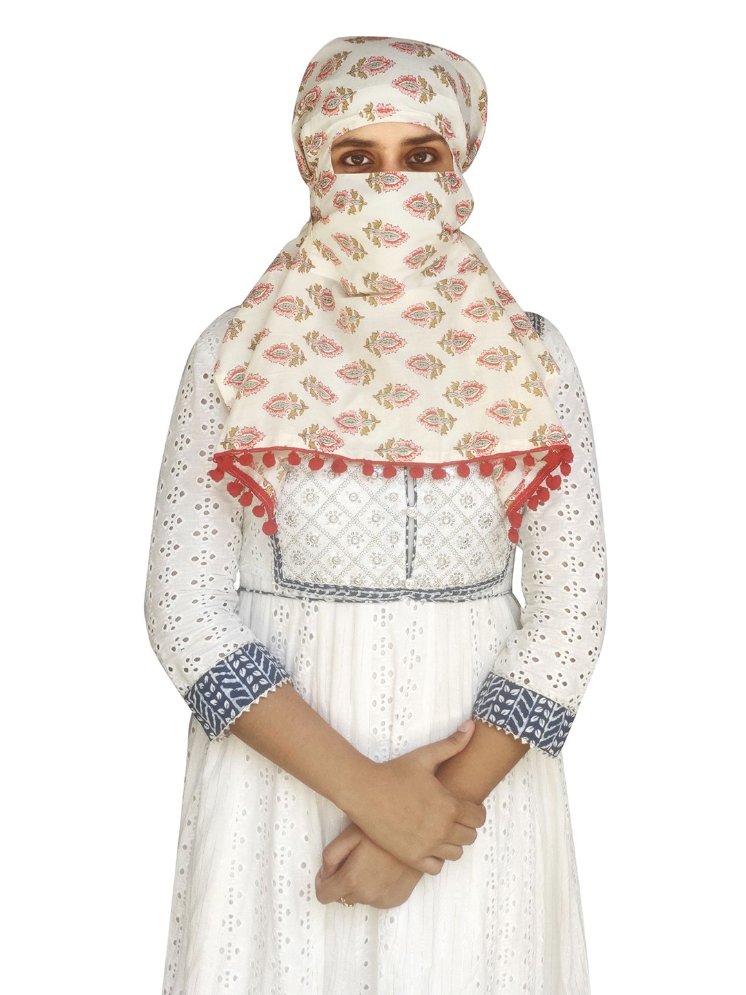

SWITCHON Women Printed Cotton Scarf, Beige