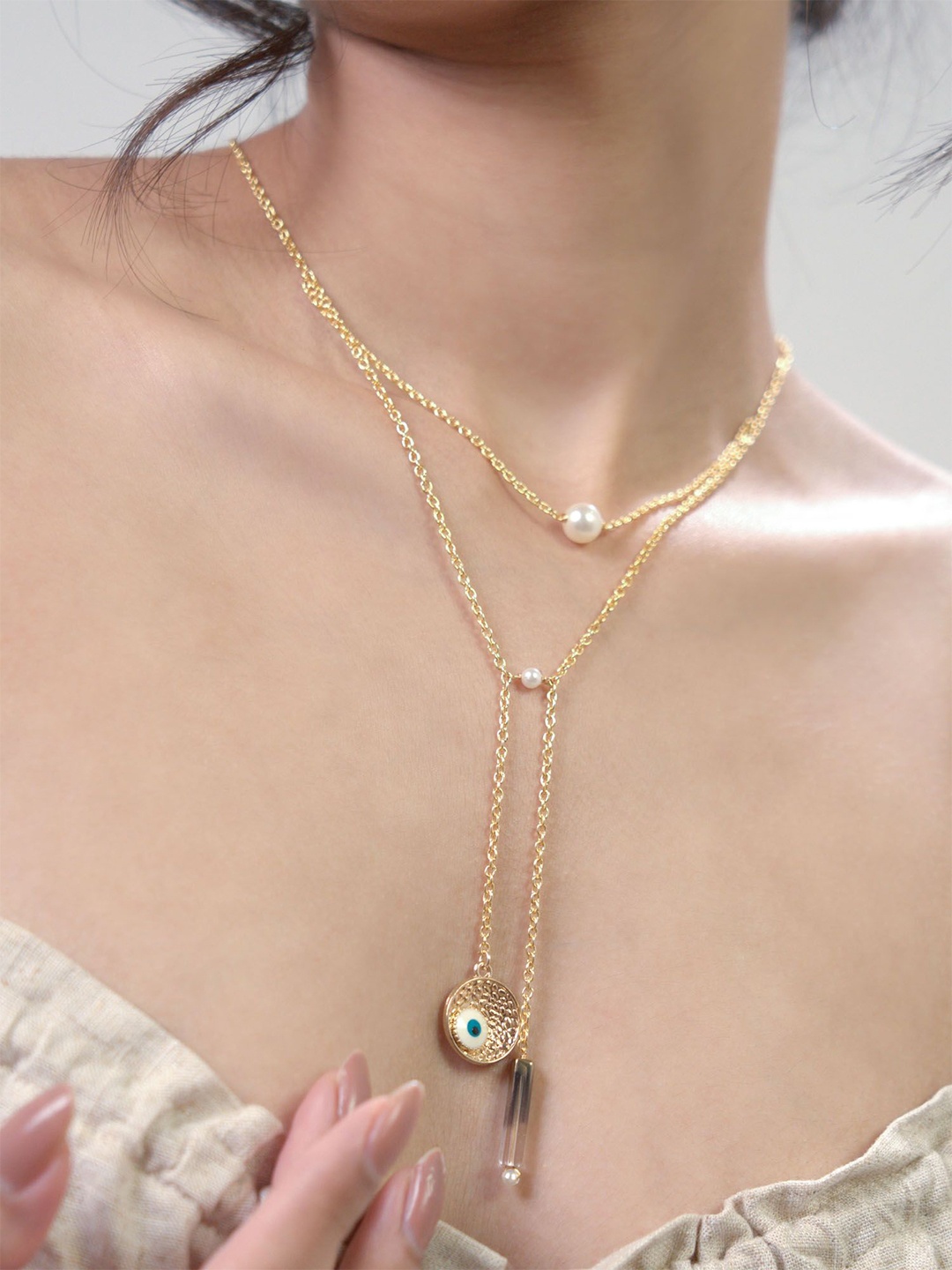 

D'oro Gold-Plated Evil Eye Necklace