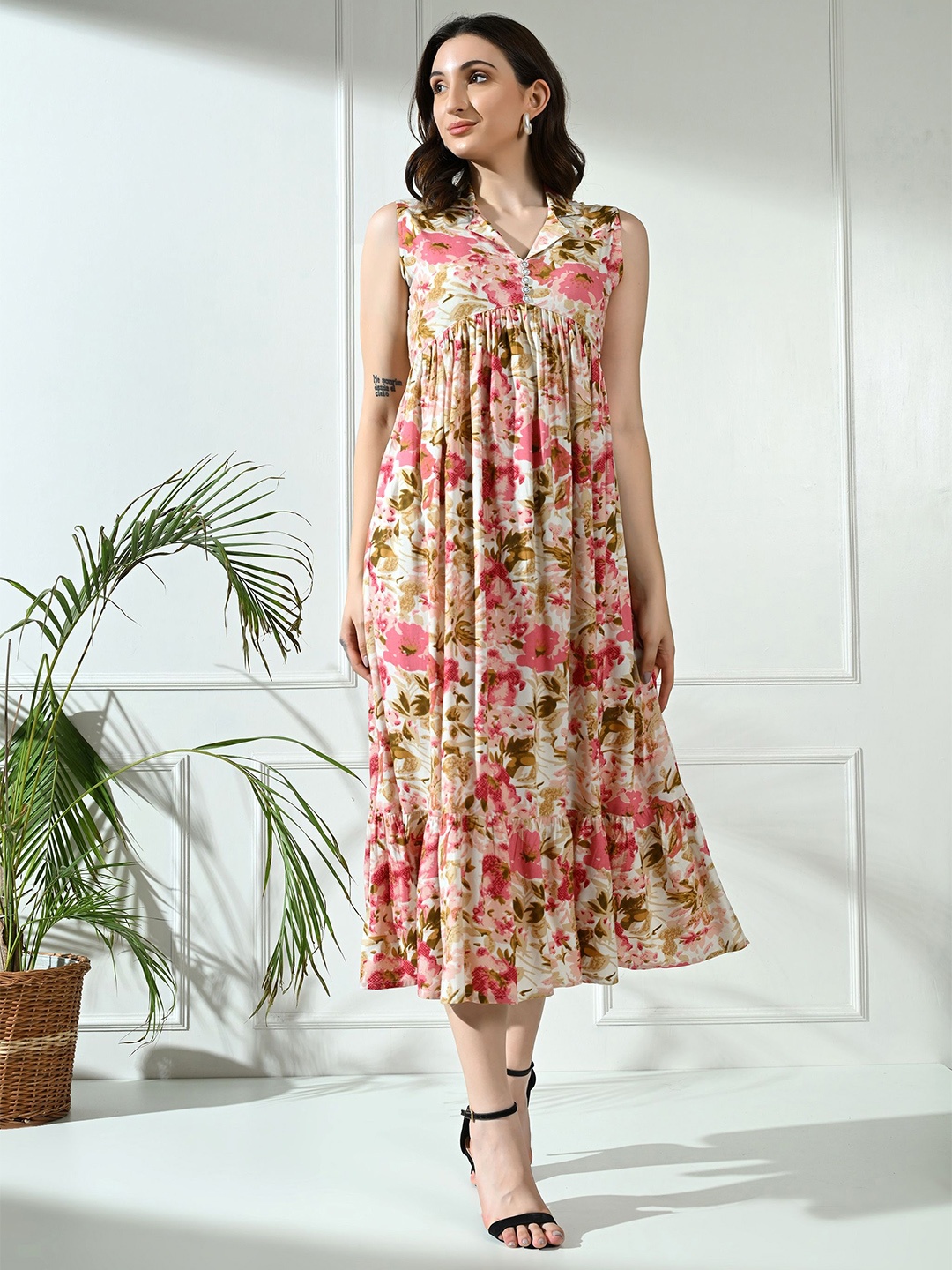 

TREND ME Floral Print A-Line Midi Dress, Multi