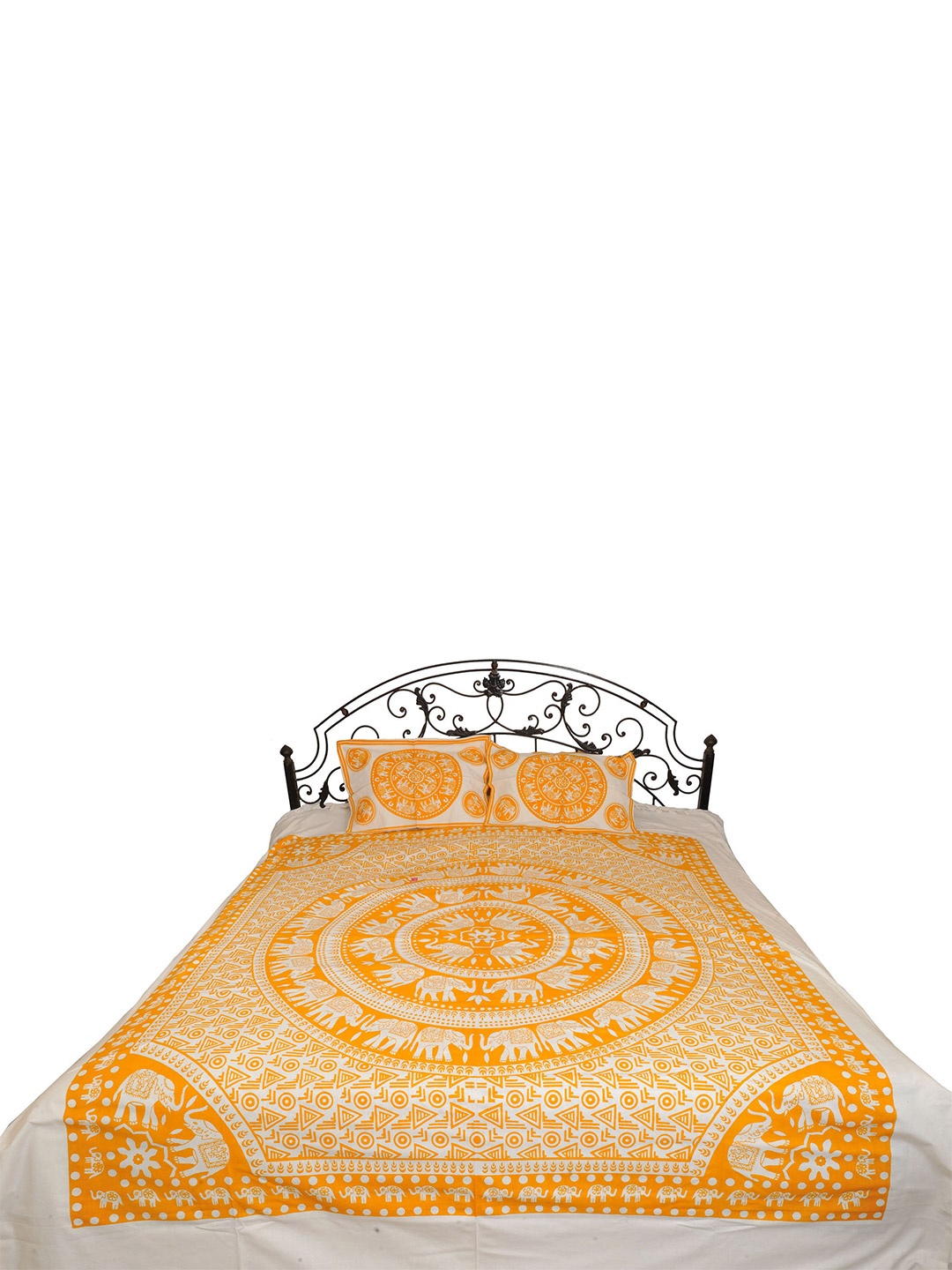 

Exotic India Red & White Ethnic Motifs 300 TC Queen Bedsheet with 2 Pillow Covers