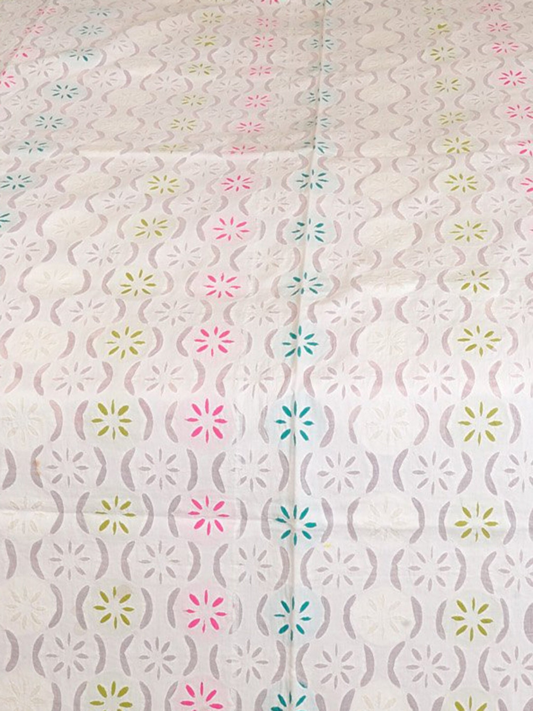 

Exotic India Pure Cotton Bright White Bedspread with Cutwork Flowers