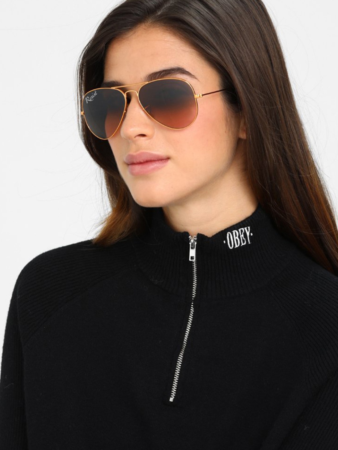 

RESIST EYEWEAR Unisex Aviator Sunglasses with UV Protected Lens AIRCRAFTS GF, Brown