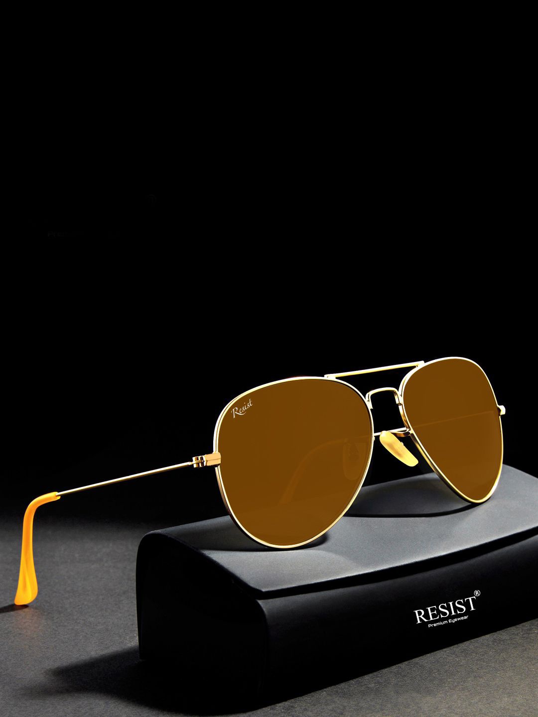 

RESIST EYEWEAR Unisex Aviator Sunglasses with UV Protected Lens AIRCRAFTS GF, Brown