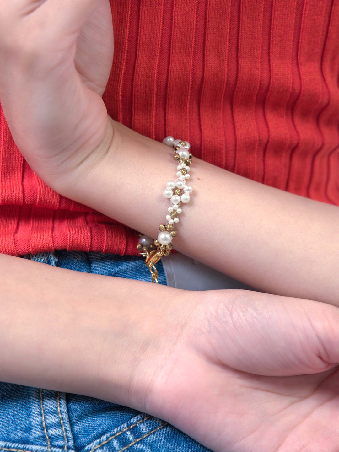 

D'oro Gold-Plated Link Bracelet, White
