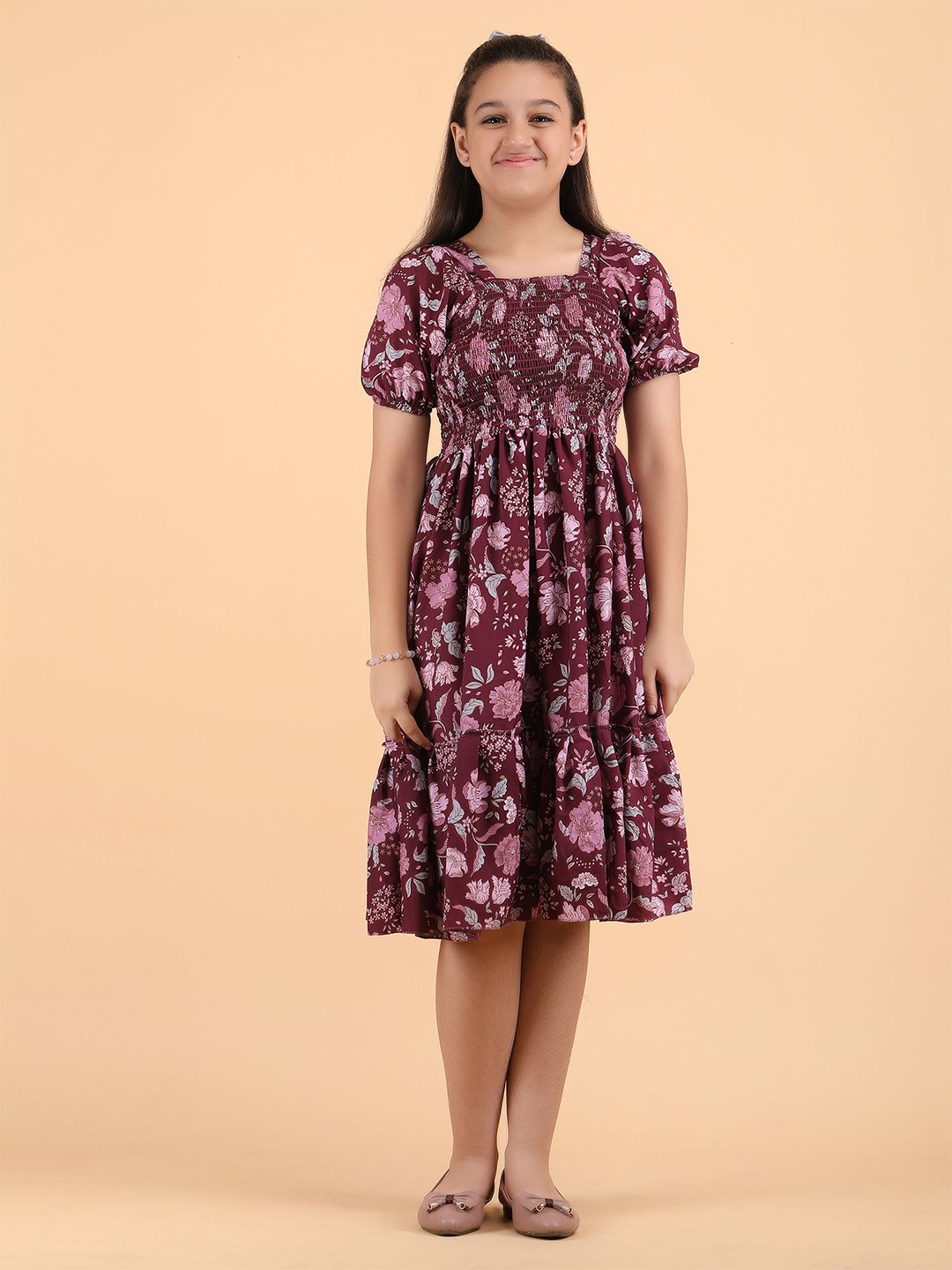 DEKLOOK Floral Print Fit & Flare Dress, Purple