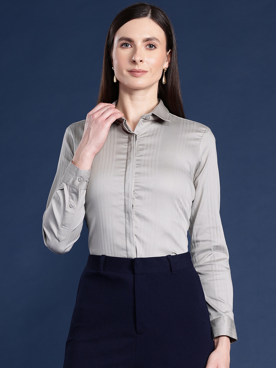 

Hancock Wrinkle Free Stretchable Formal Shirt, Grey