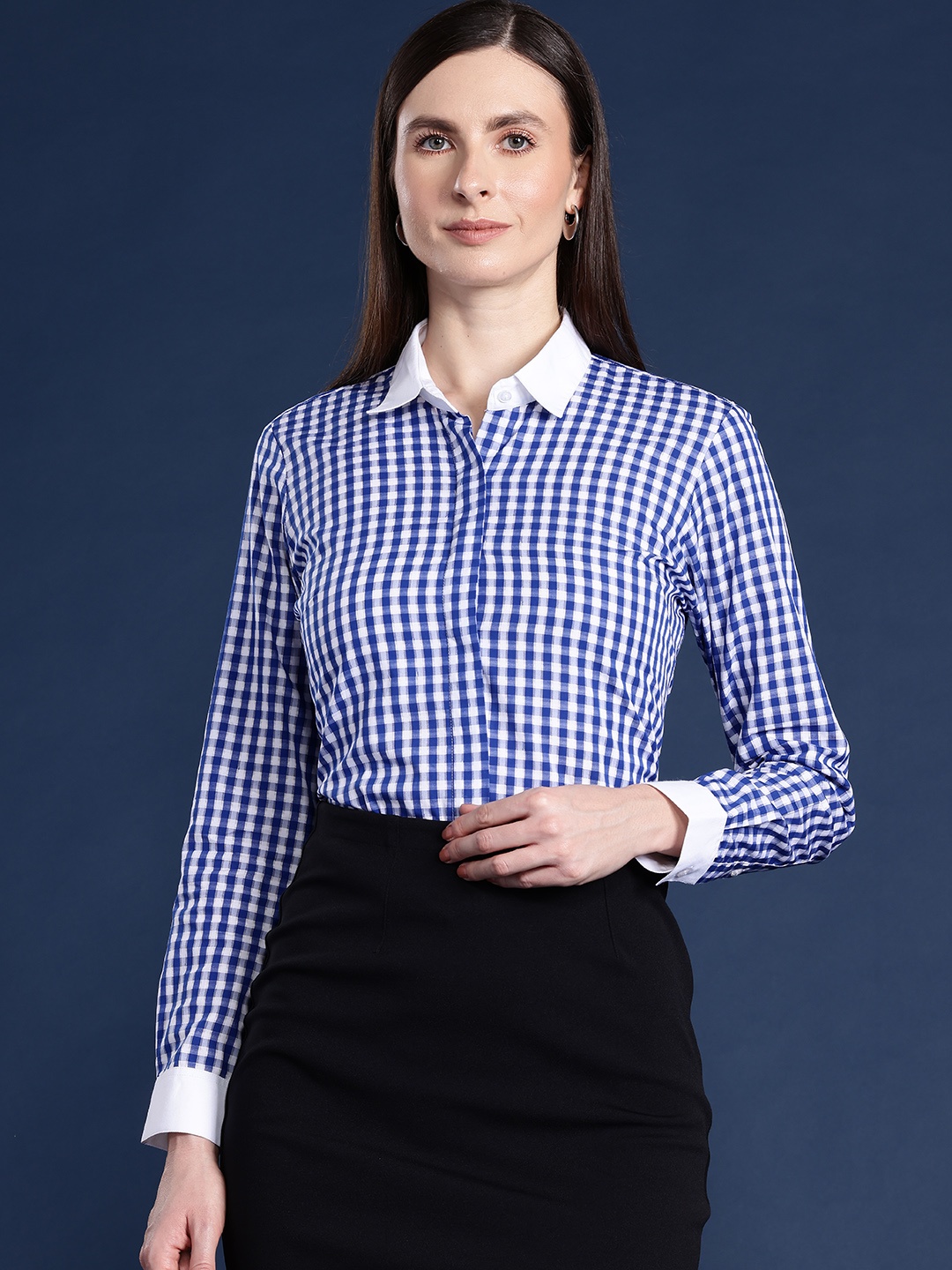 

Hancock Checked Pure Cotton Formal Shirt, Blue