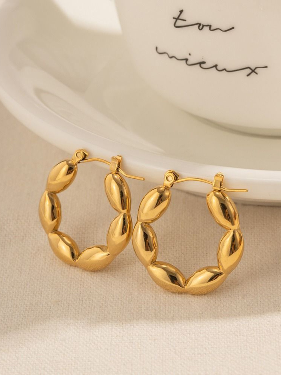 

VIEN Gold-Plated Stainless Steel Geometric Shaped Hoop Earrings