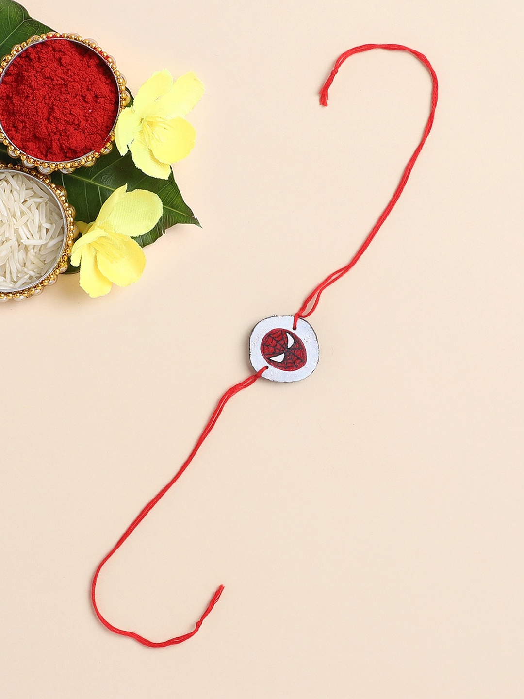 

The Magic Wand Kids Printed Thread Rakhi With Roli & Chawal, Red