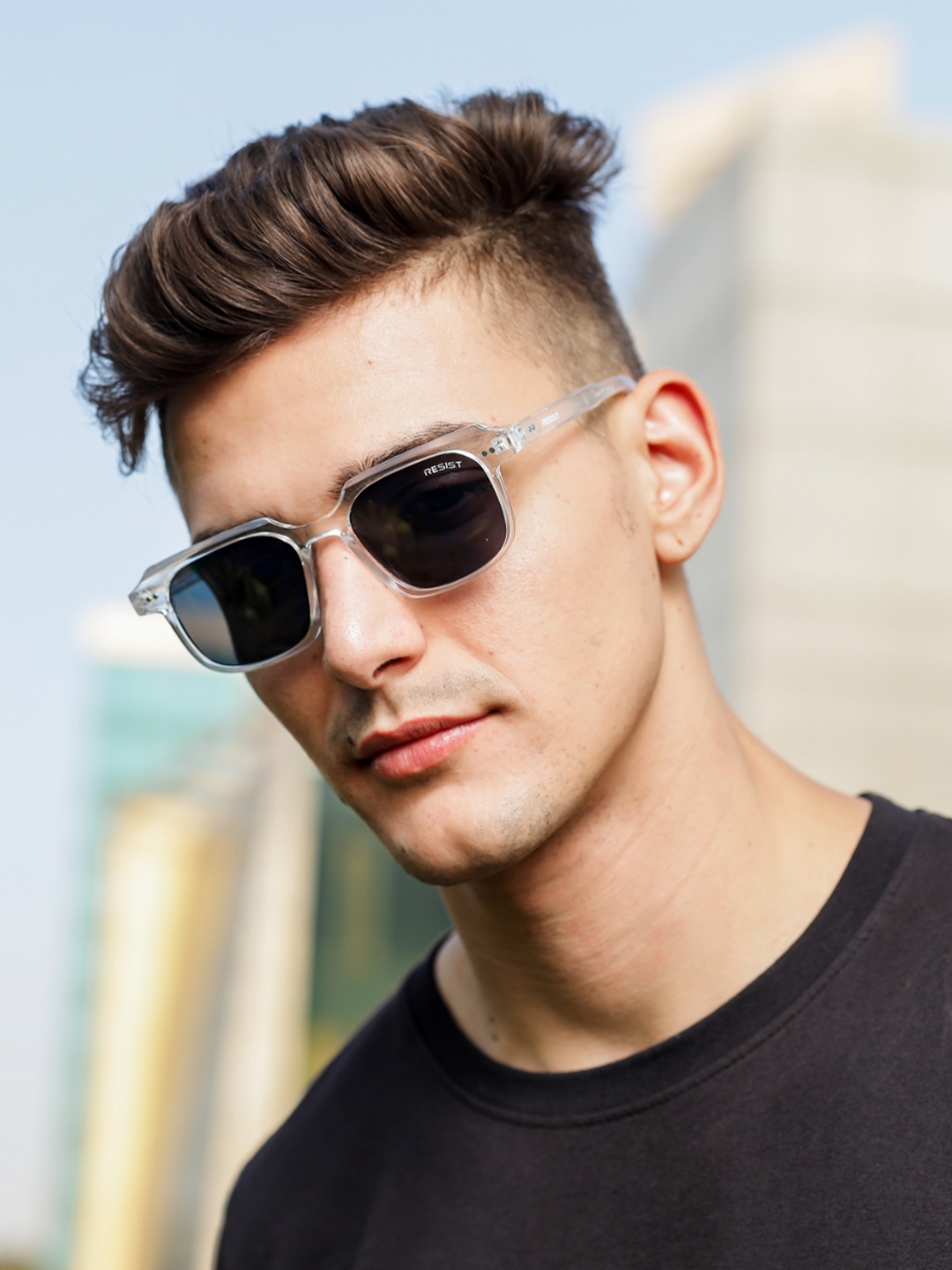 

RESIST EYEWEAR Unisex Wayfarer Sunglasses with UV Protected Lens, Black