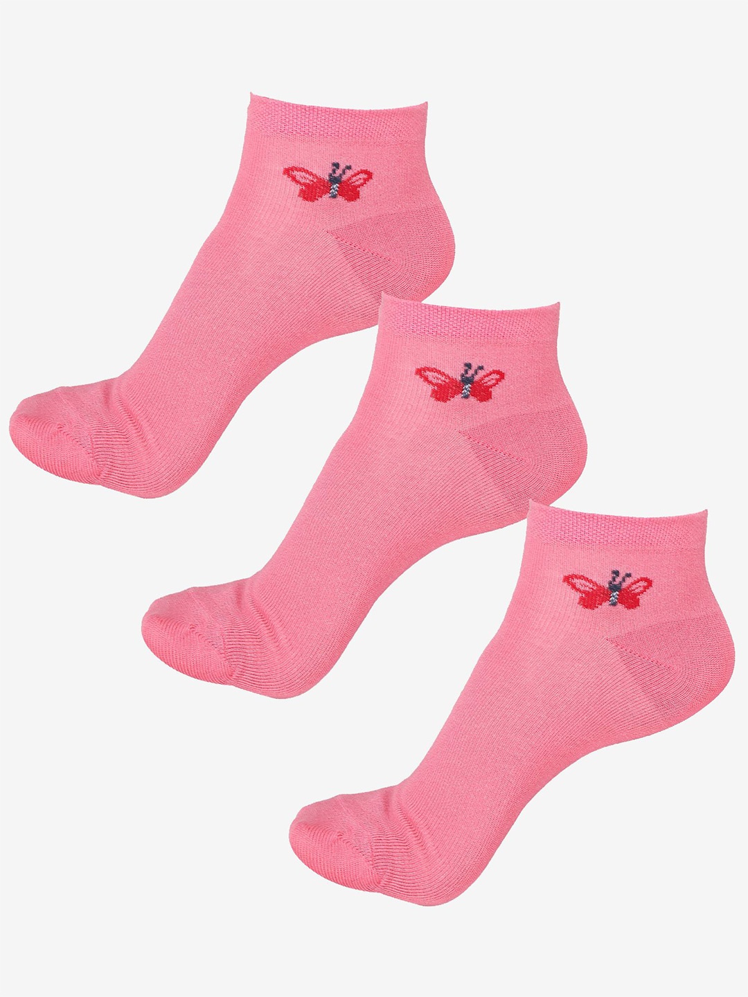 

Bodycare Women Pack Of 3 Cotton Ankle-Length Socks, Pink