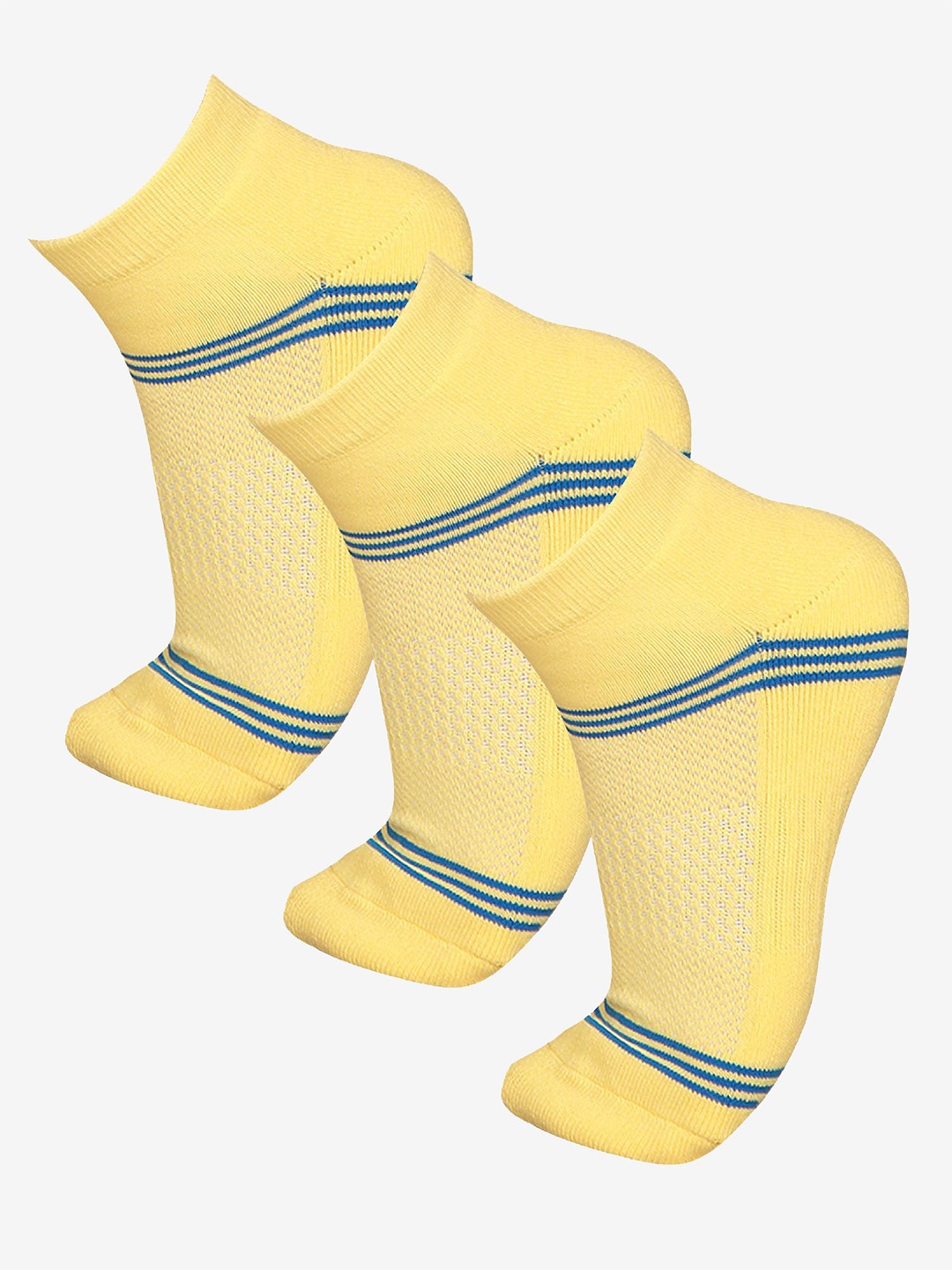 

Bodycare Men Pack Of 3 Pure Cotton Ankle-Length Socks, Yellow