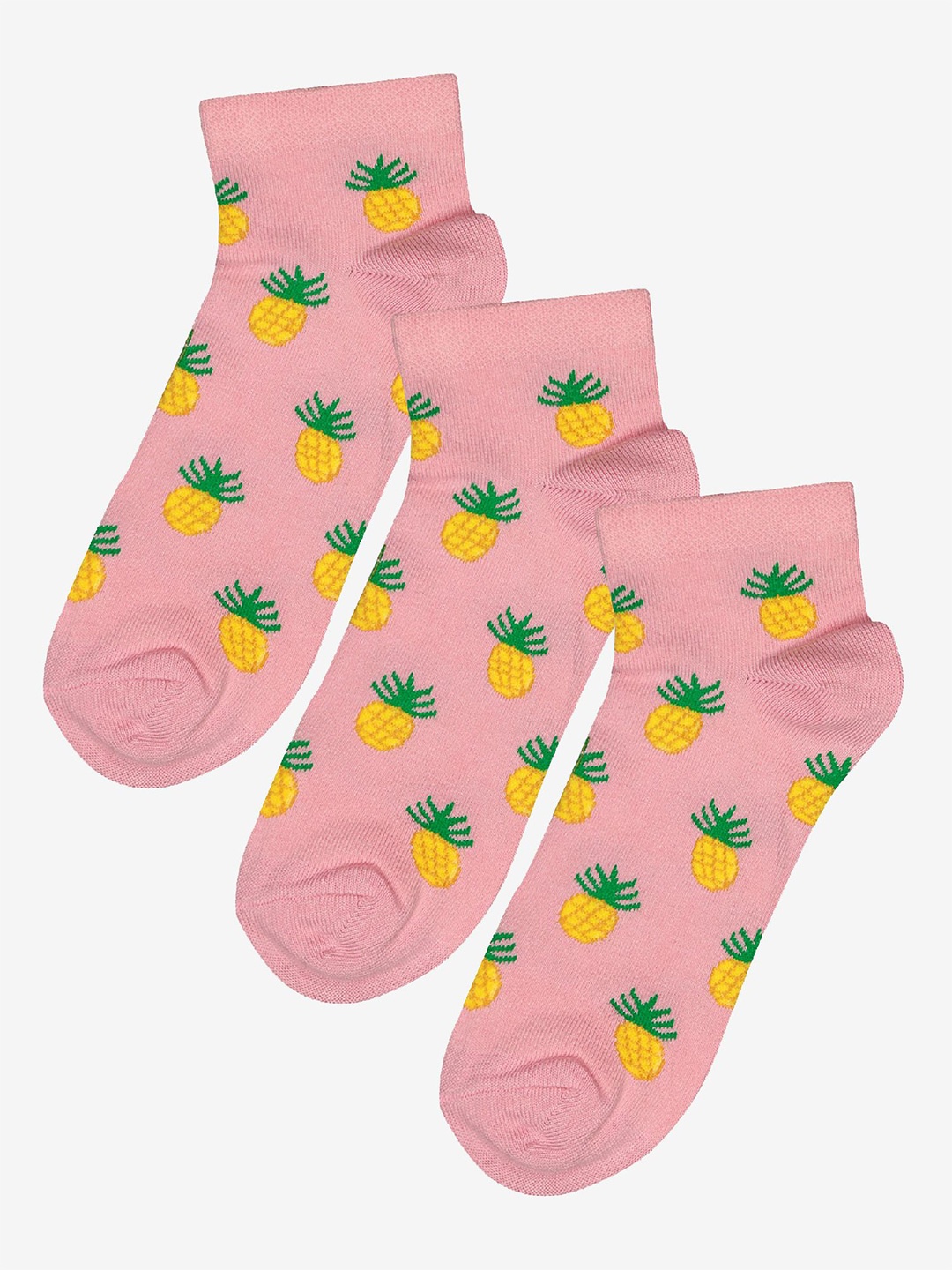 

Bodycare Pack Of 3 Patterned Ankle-Length Socks, Peach