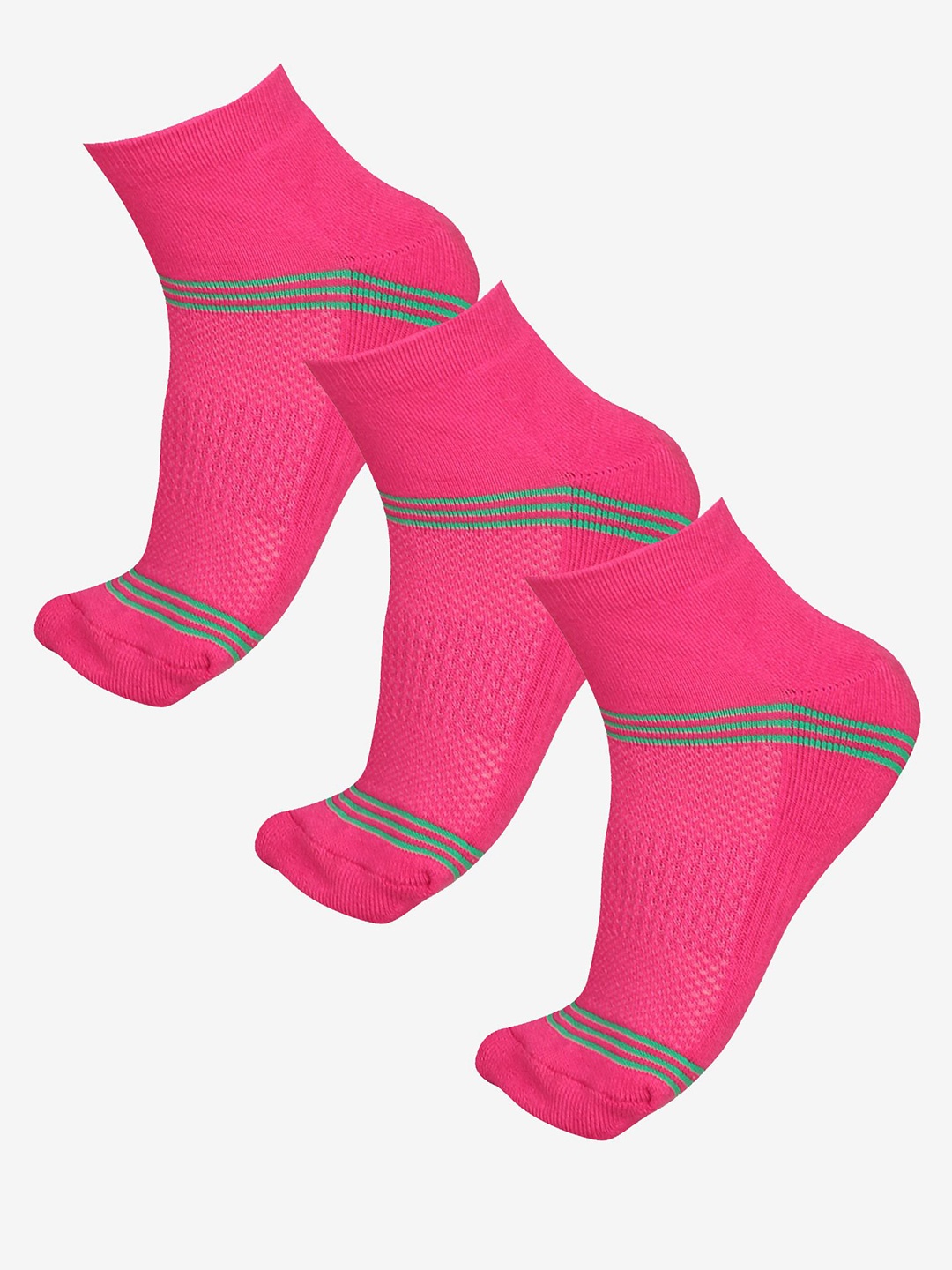 

Bodycare Women Pack Of 3 Striped Cotton Ankle-Length Socks, Fuchsia