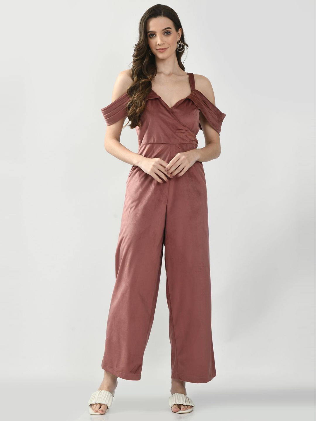 

Tushita Off-Shoulder Short Sleeves Basic Jumpsuit, Pink