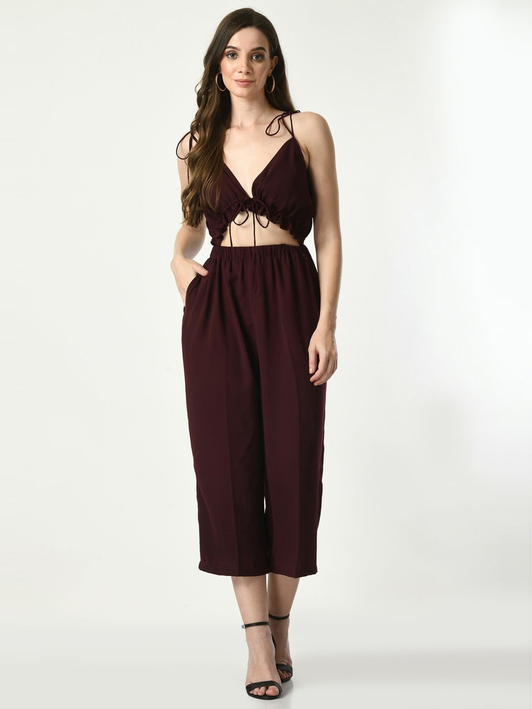

Tushita Shoulder Straps Basic Jumpsuit, Red
