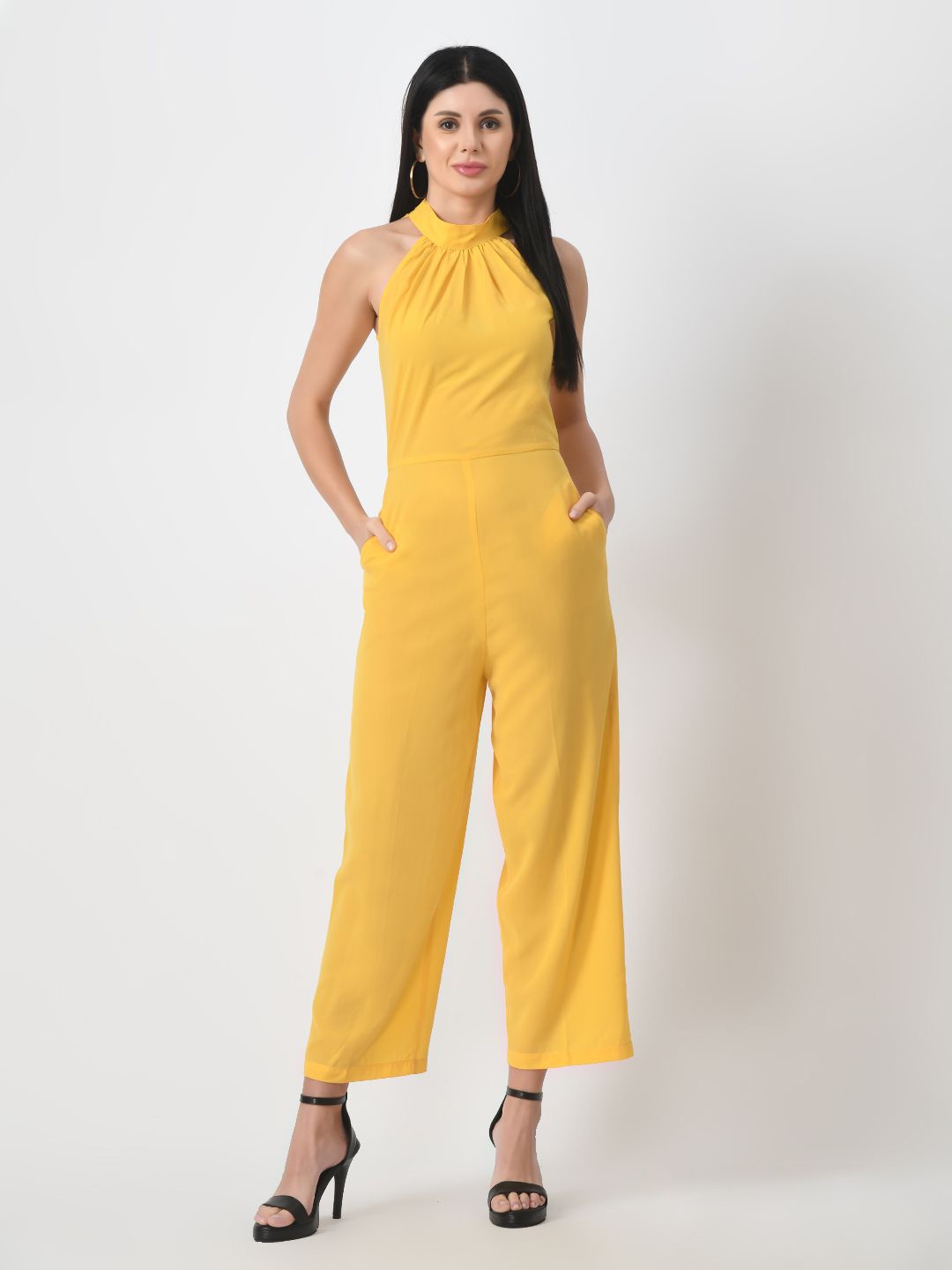 

Tushita Halter Neck Sleeveless Jumpsuit, Yellow