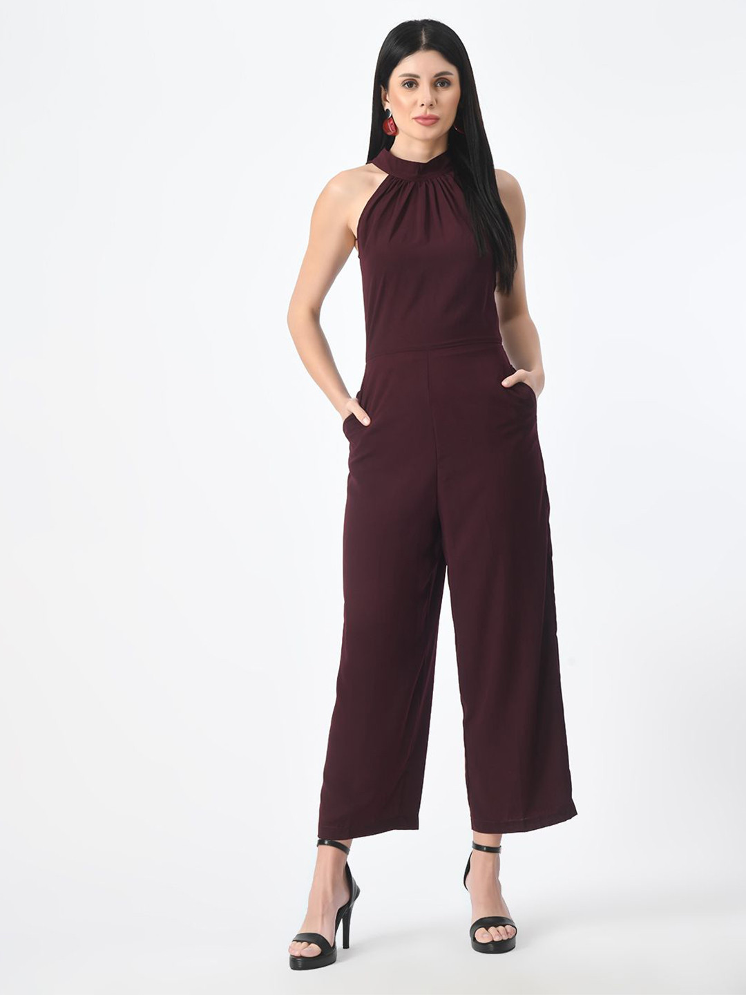 

Tushita Halter Neck Basic Jumpsuit, Red