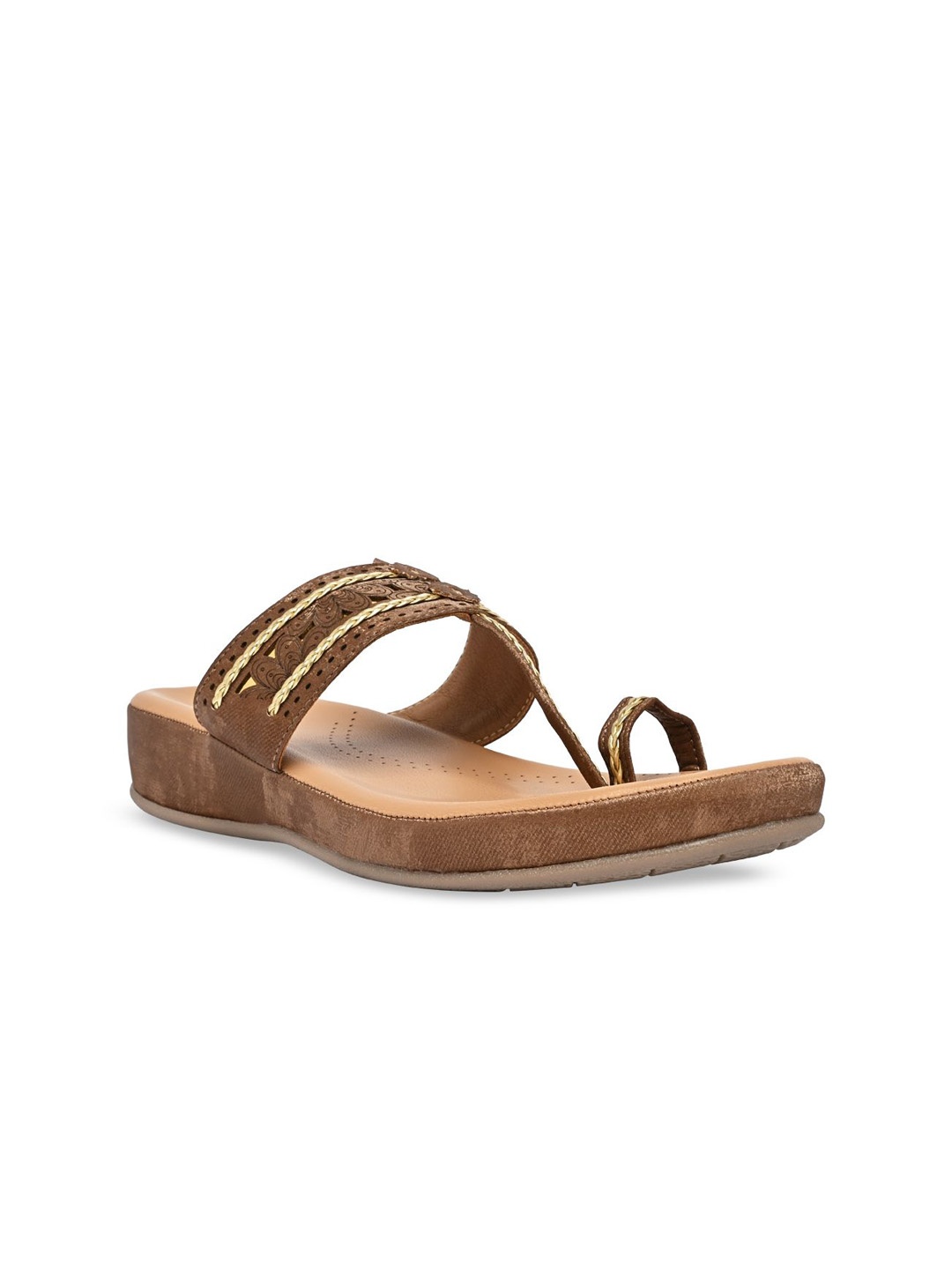 

Rocia Women One Toe Flats with Laser Cuts, Brown