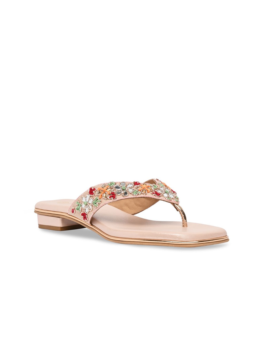 

Rocia Women Printed Ethnic Open Toe Flats, Rose gold