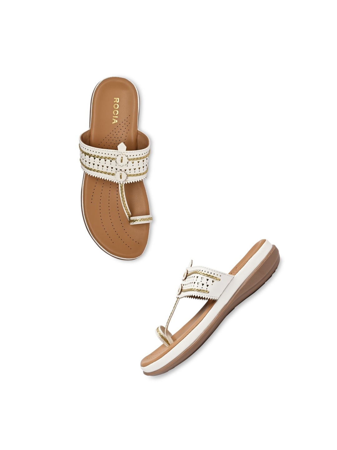 

Rocia Women Ethnic One Toe Flats, White