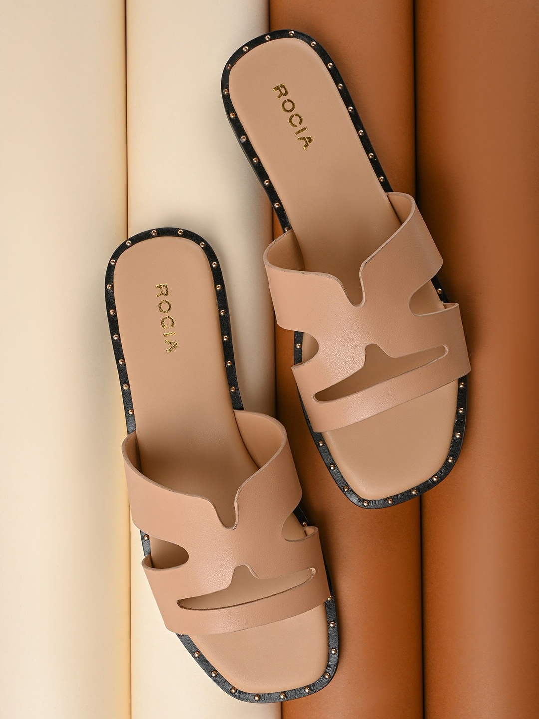 

Rocia Women Open Toe Flats with Buckles, Beige