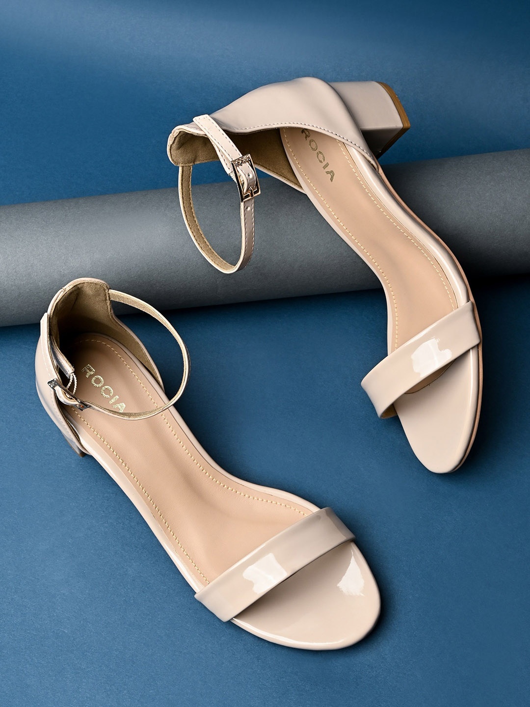 

Rocia Open Toe Block Heels, Beige