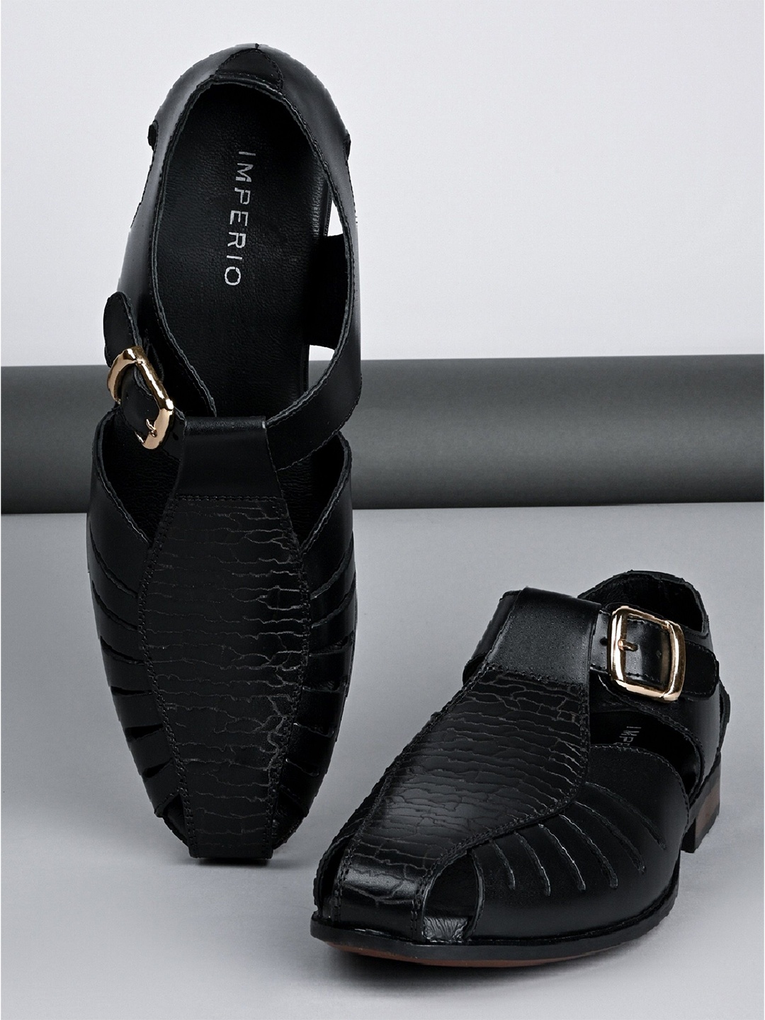 

Regal Men Leather Shoe-Style Sandals, Black