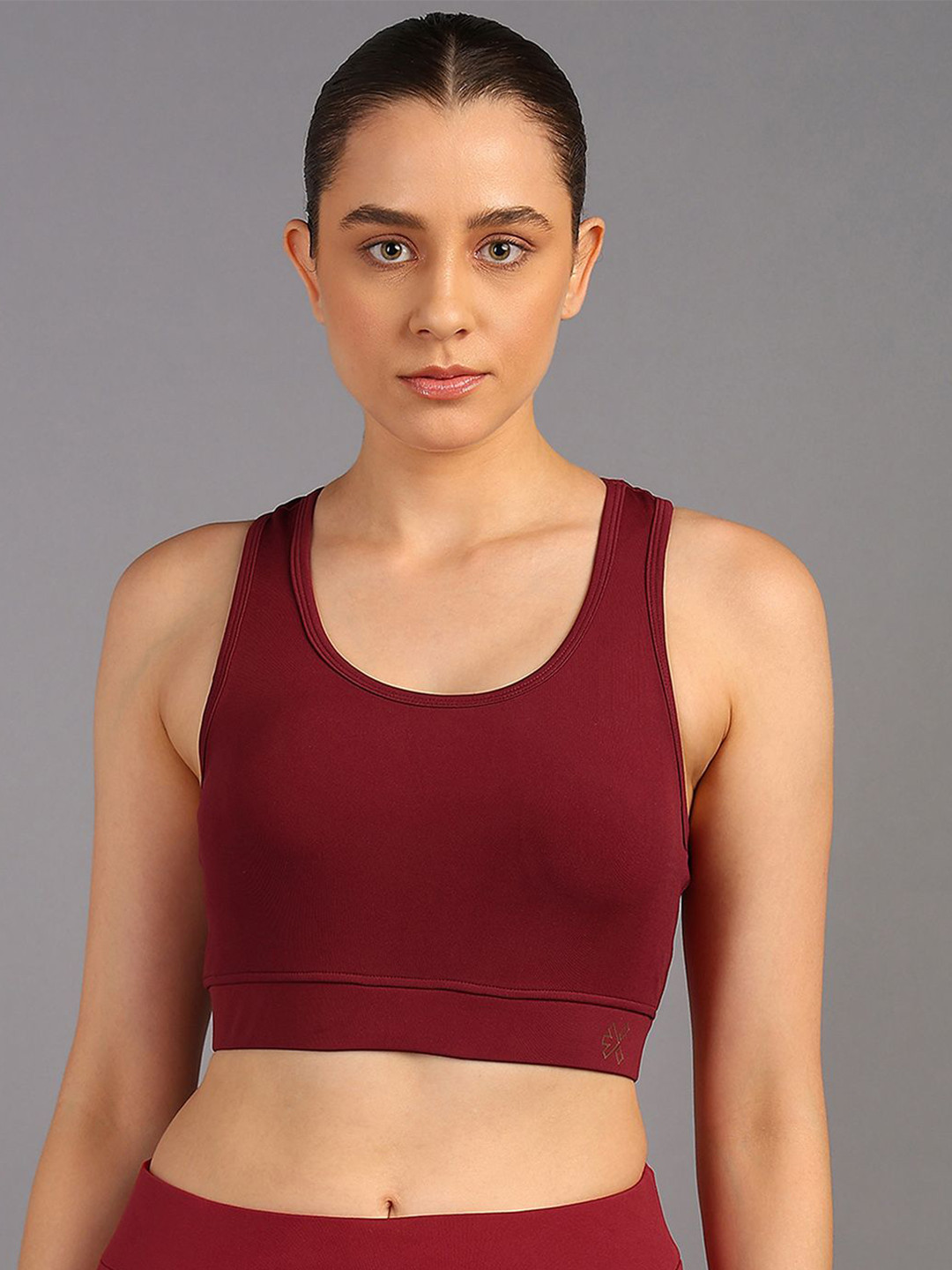 

HRX by Hrithik Roshan Bra Full Coverage Removable Padding Sports Bra, Maroon