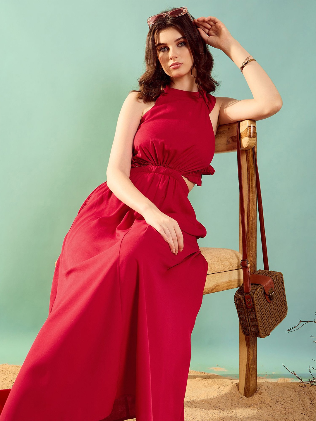 

KASSUALLY Sleeveless Ruffled Maxi Dress, Red