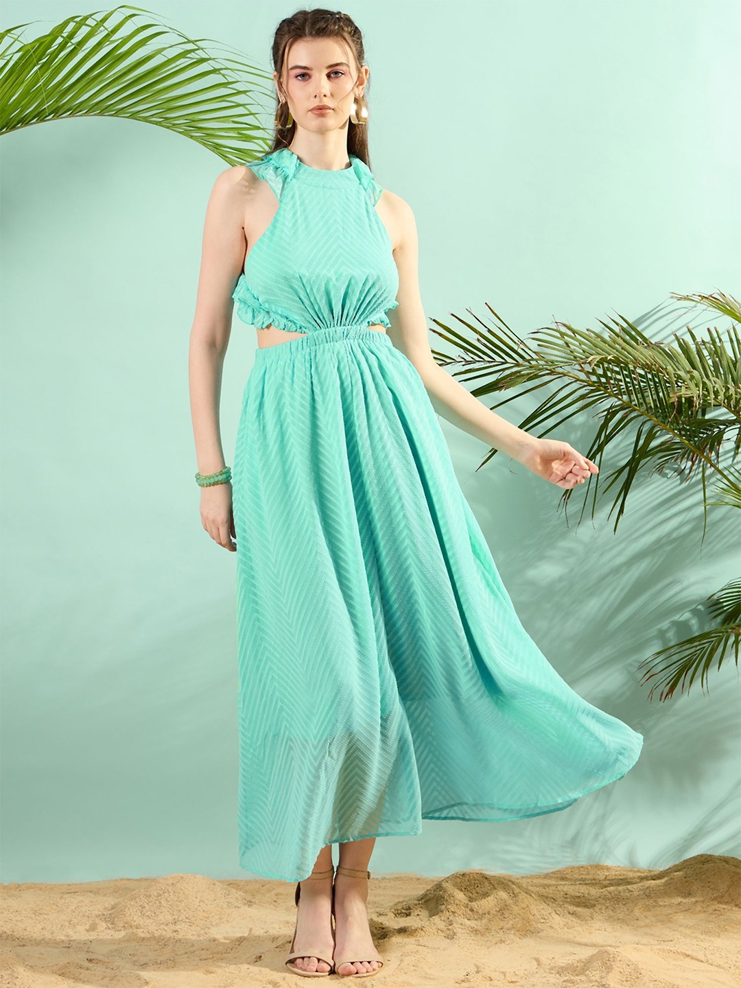 

KASSUALLY Sleeveless Ruffled Maxi Dress, Turquoise blue