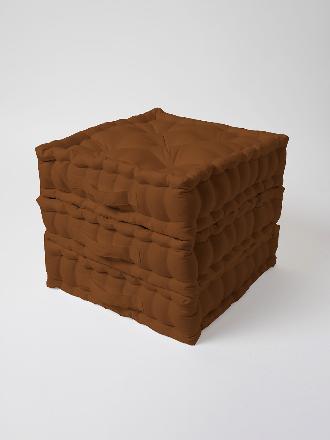 

SKANDA FAB Camel Brown 3 Pieces Pure Cotton Floor Cushions