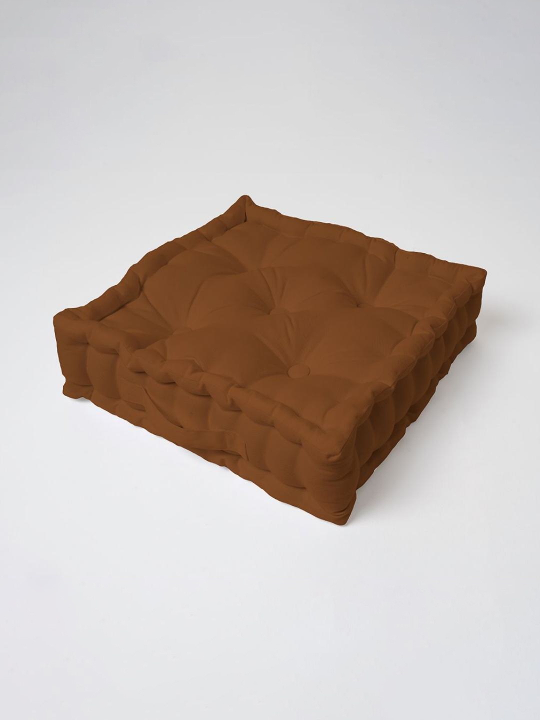 

SKANDA FAB Brown Pure Cotton Floor Cushions, Camel brown