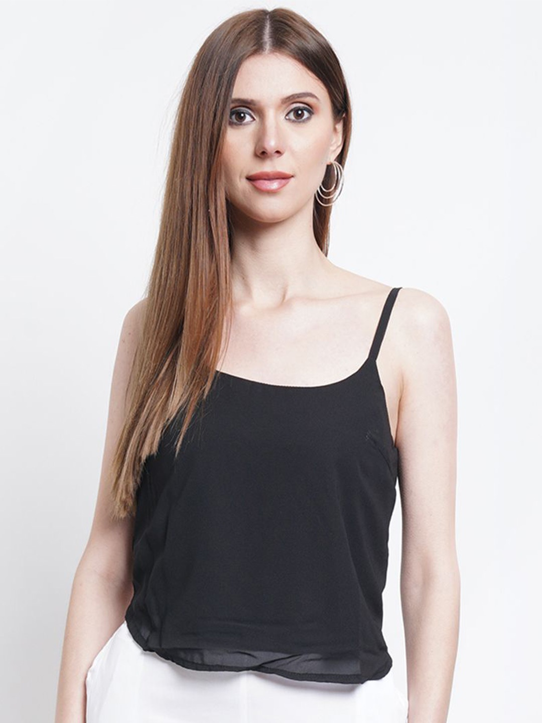 

Purple State Women Sleeveless Solid Top, Black