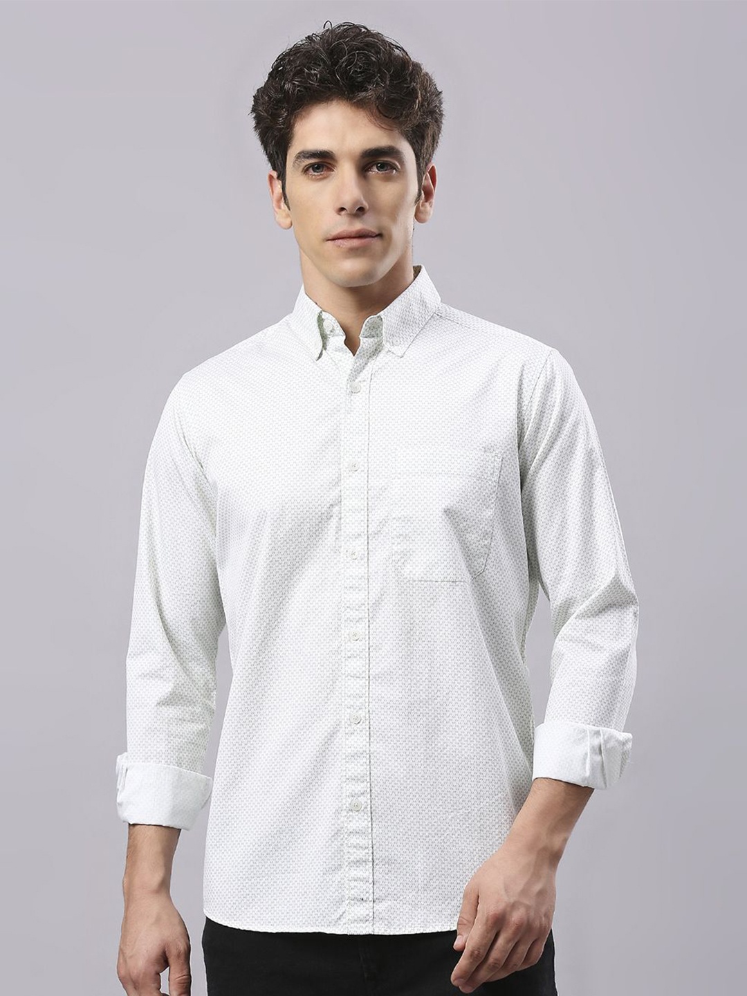 

Klub Fox Men Printed Casual Slim Fit Shirt, White